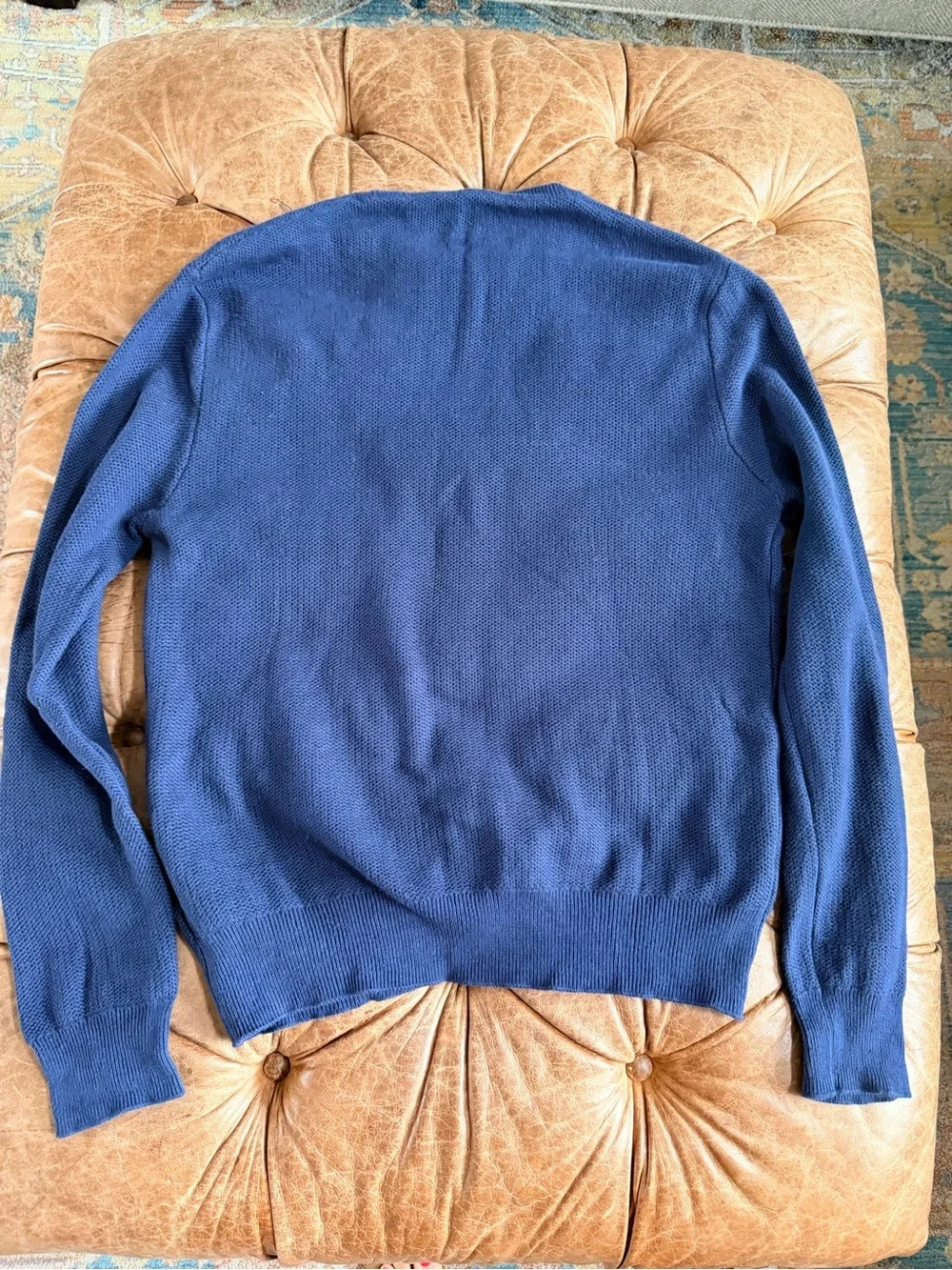 J.Crew Men’s L Cotton Silk Crewneck Sweater Navy Blue Lightweight Knit